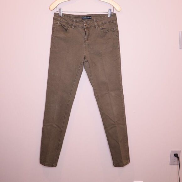 Olive Green Skinny Moto Jeans Sz 10 - Picture 2 of 6